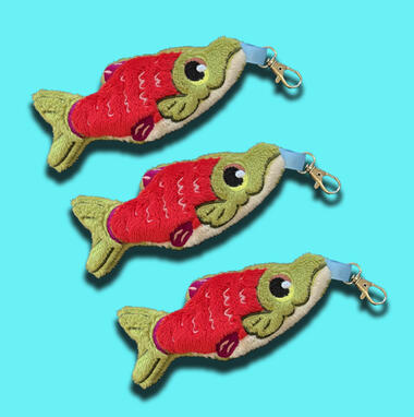 Silly salmon plush bag charms